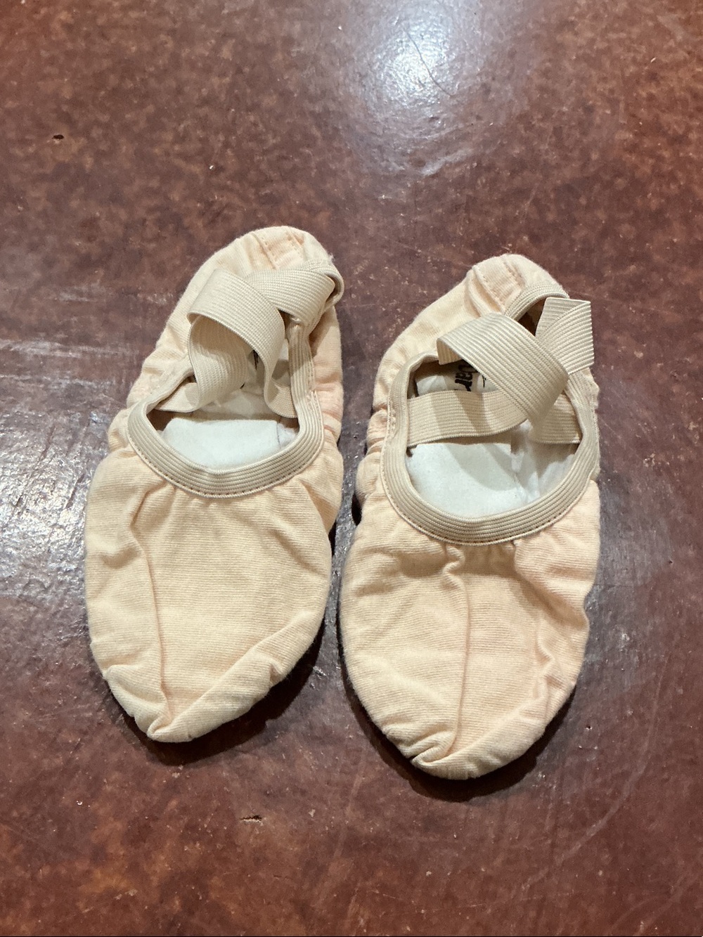 Classic Peach Kids Ballet Footies with Elastic Cross Straps